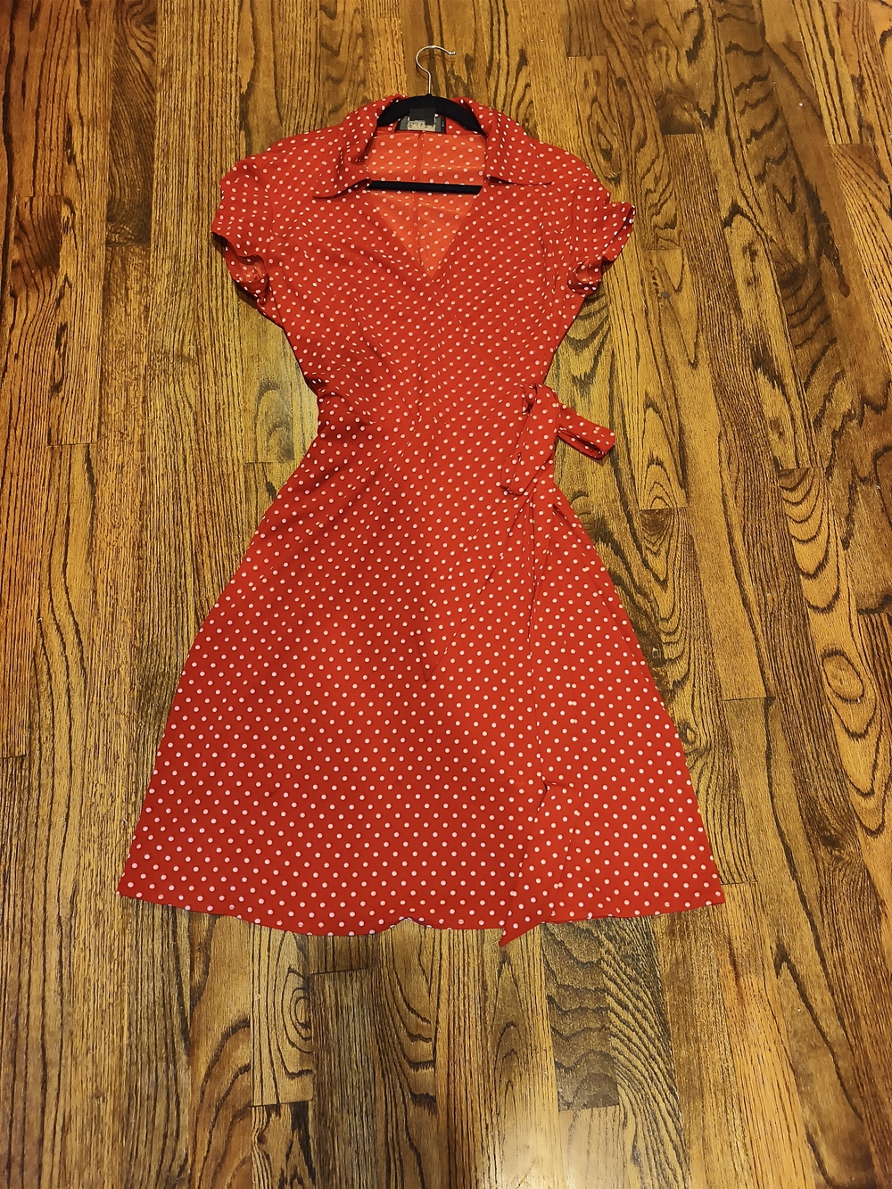 Red Polka Dot Wrap Dress - Women